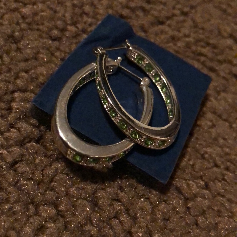 August birthstone hoop earrings